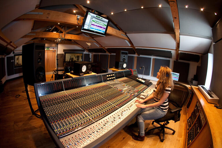 Spirit Studios student mixing audio in Spirit Studio
