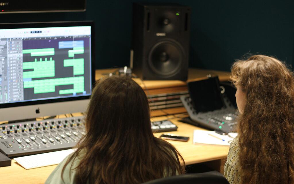 one-to-one tuition taking place on Logic Pro
