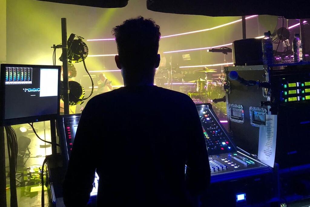 Cal Bate working as monitor engineer