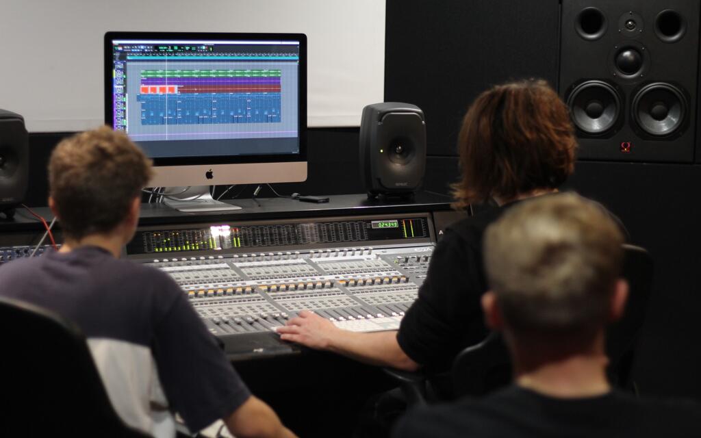 Students and staff using Avid C|24 for sound engineering and music production
