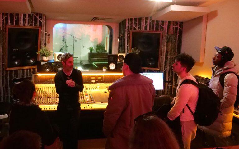 Tim talking to the students in Studio 1, Blueprint Studios